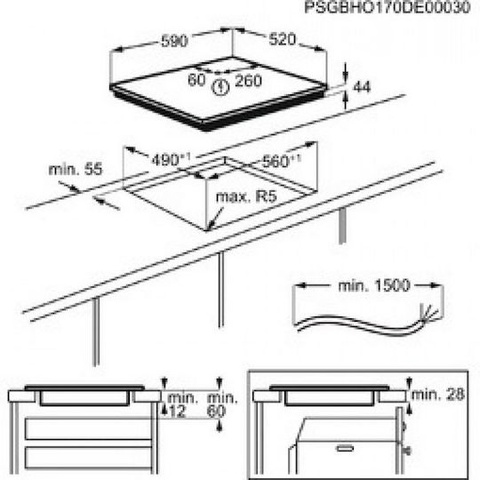 Electrolux Индукционен котлон Автономен с Функция за заключване 59x52εκ. Бял