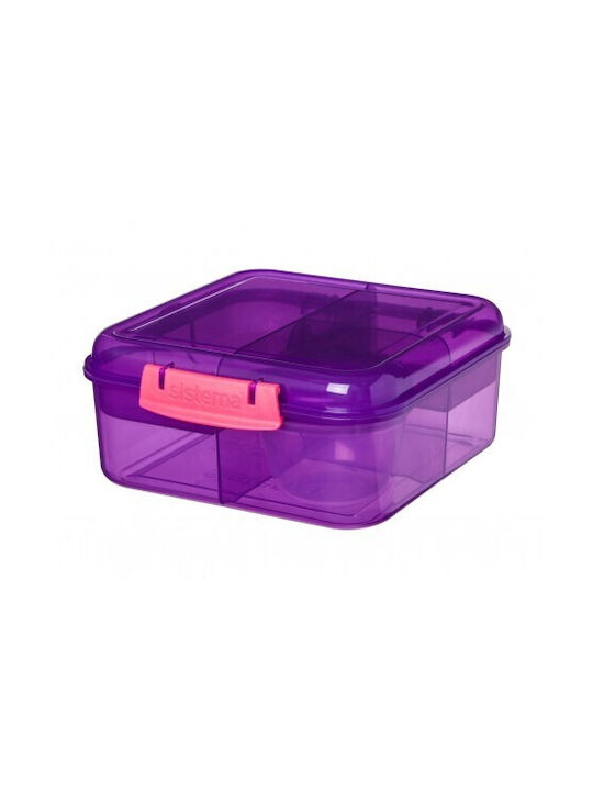 Sistema Bento Lunch Box Plastic Μωβ 1250ml 1pcs