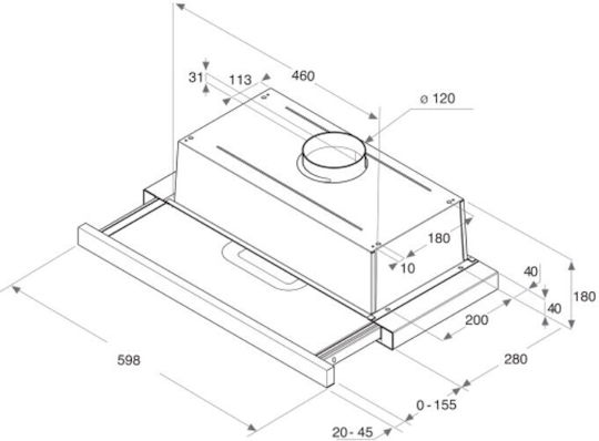 Whirlpool Συρόμενος Απορροφητήρας 60cm Inox
