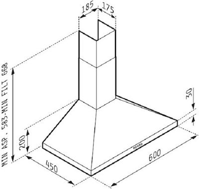 Pyramis ΤΖΑΚΙ Kamin-Dunstabzug 60cm Schwarz