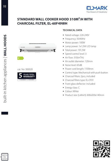 Elmark Ελεύθερος Απορροφητήρας 60cm Inox