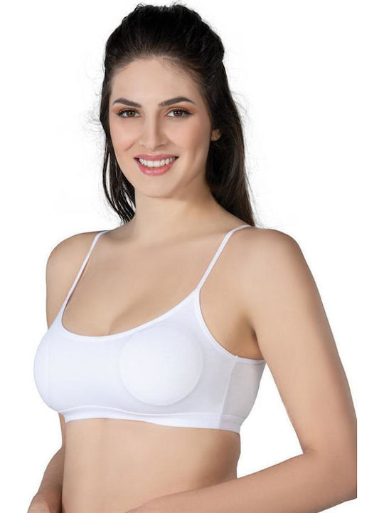 Bustier sport alb cu bretele subțiri pentru femei