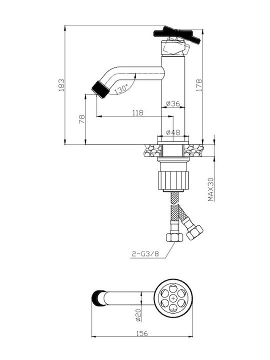 Karag Inna Mixing Sink Faucet Silver