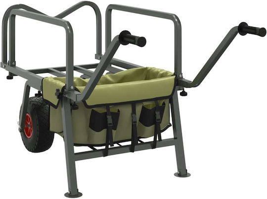 Fishing Trolley 2 Wheels Green Steel Powder Coated 135-145 X 55 X 70 Cm