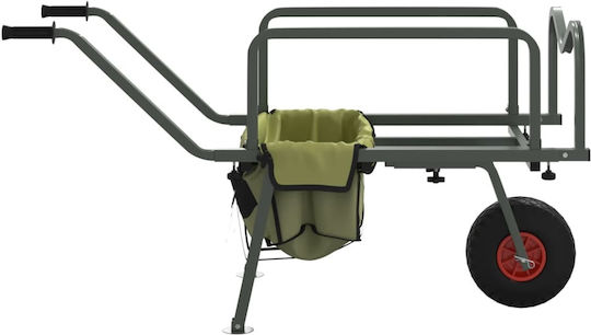 Fishing Trolley Wheels Green Steel Powder Coated 135-145 X 55 X 72 Cm