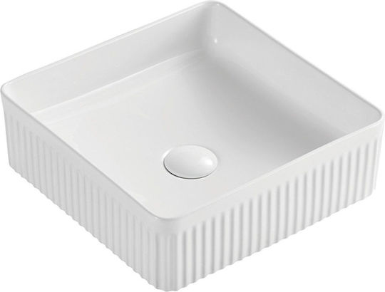 Karag Επικαθήμενος Νιπτήρας Πορσελάνης 36.5x36.5x12cm Λευκός Karag Επικαθήμενος Νιπτήρας Πορσελάνης 36.5x36.5x12cm Λευκός