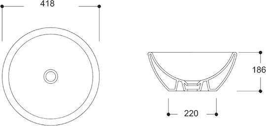 Gural Nova Countertop Sink Porcelain 42x42x18.6cm White