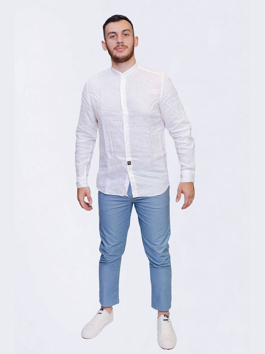 Devergo Men's Shirt Long Sleeve Linen White