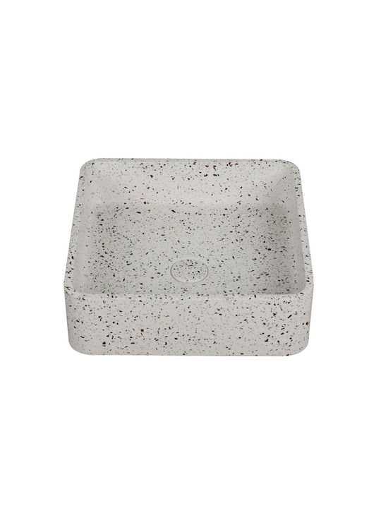 Karag Ira Επικαθήμενος Νιπτήρας Πέτρινος 39x39x12cm Stracciatella