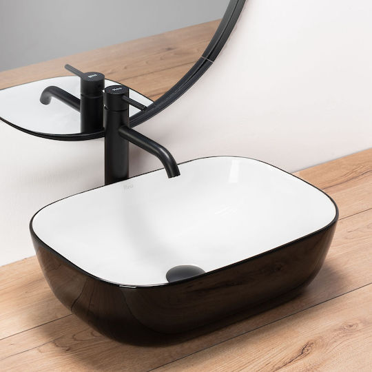 Rea Countertop Sink Ceramic 46.5x33cm White/black