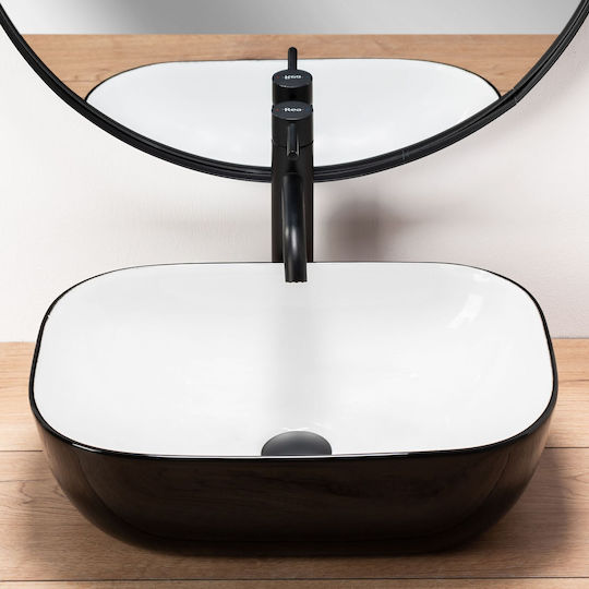 Rea Countertop Sink Ceramic 46.5x33cm White/black