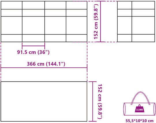 Vidaxl Camping Windschutz Grün 366x152x152 cm Wasserdicht Grün