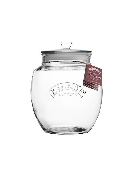 KIlner Vase General Use with Lid Glass Transparent 4000ml
