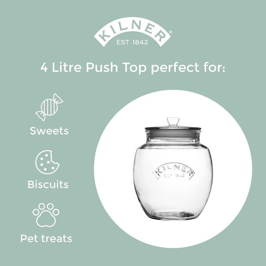 KIlner Ваза за Обща Употреба с Капак Стъклена Прозрачна 4000ml