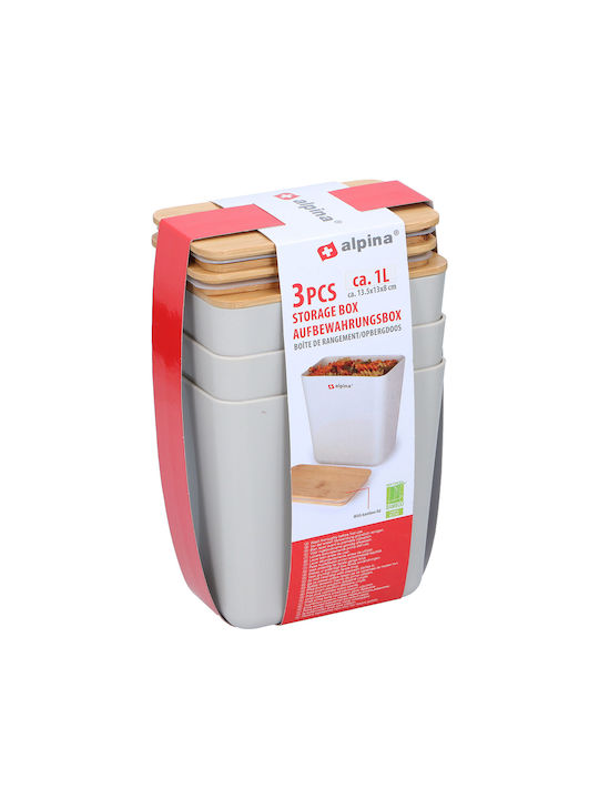 Alpina Appliances Σετ 3τμχ Βάζα Γενικής Χρήσης με Καπάκι Πλαστικό Λευκό 1000ml 3τμχ