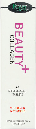 Power Of Nature Beauty Plus Collagen with Biotin & Vitamin C με Βιταμίνη C και Βιοτίνη 20 αναβράζοντα δισκία Φράουλα