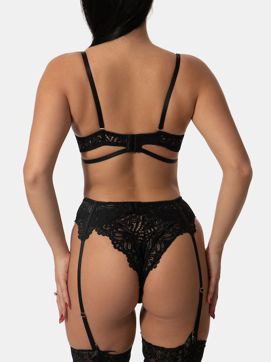 Push Up Lace Black Women's Underwear Set