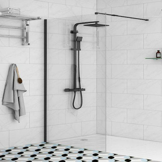 Karag Walkin 1 Διαχωριστικό Ντουζιέρας 60x200cm Clear Glass Nero