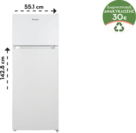 Candy Ψυγείο Δίπορτο 211lt Υ142.8xΠ54xΒ55.1εκ. Λευκό CDG1S514EW