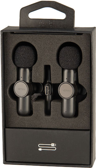 Remax Κ10 Live-Stream One-to-Two Type-C Seturi Wireless Condensator (Diafragmă Mică) Microfon Πέτου, Clip On pentru Vocale