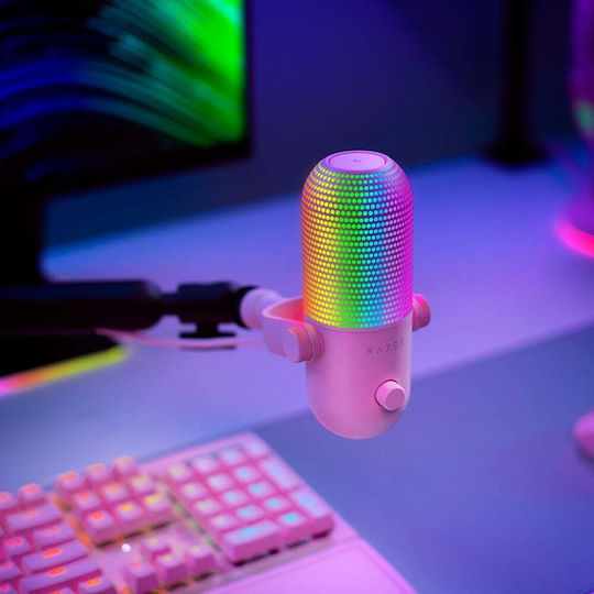 Razer Seiren V3 Chroma Δυναμικό Μικρόφωνο USB Επιτραπέζιο για Φωνητικά σε Ροζ Χρώμα
