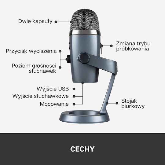 Blue Microphones Yeti Nano Condenser Microphone USB Tabletop for Vocals in Gray Color