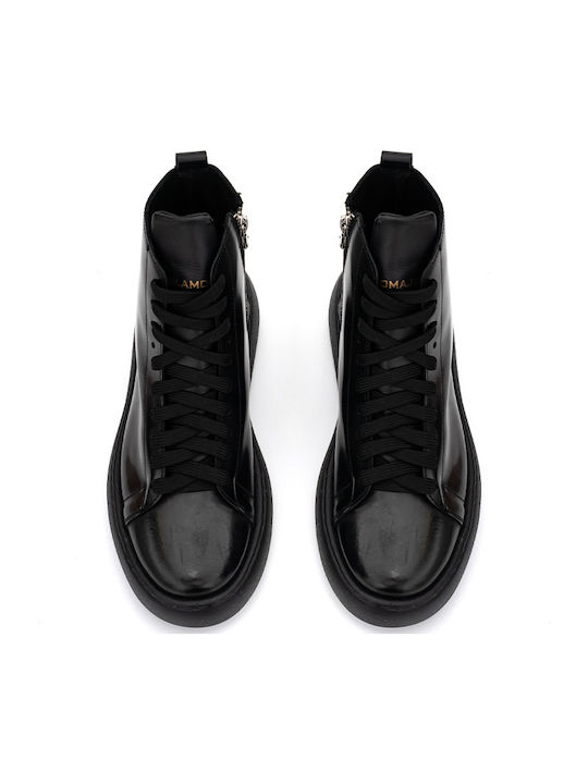 Leather Men's Boots Glossy Black