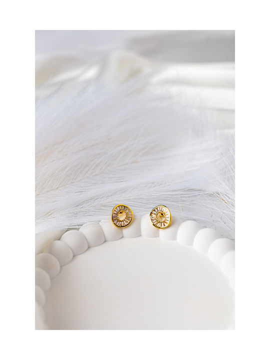 Earrings made of Steel Gold Plated with Diamond