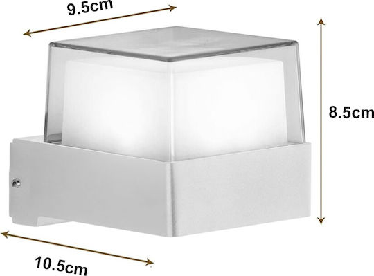 Powertech Spot de exterior montat pe perete LED IP65 7W cu Alb Rece Lumină 10.5x9.5x8.5εκ.