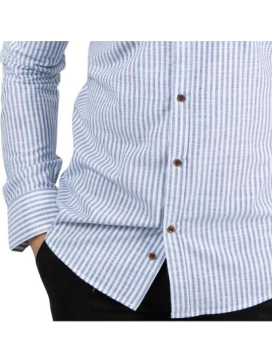 Long-sleeved Linen Shirt Light Blue
