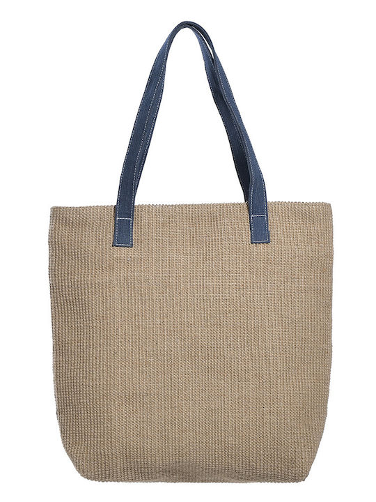 Ble Resort Collection Straw Beach Bag with design Eye Blue
