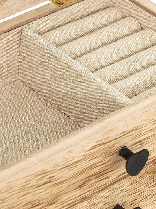 Atmosphera Wooden Jewellery Box with Drawer Beige 19.7x11.5x12.6cm