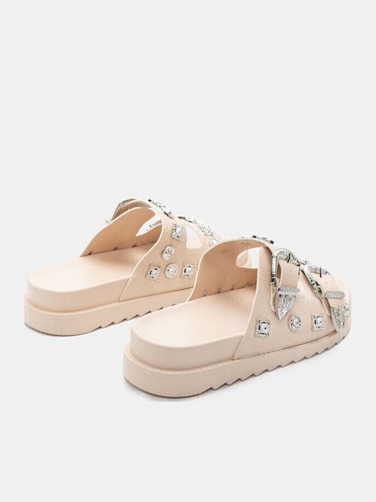 Women's Flat Sandals Flatforms in Beige Color