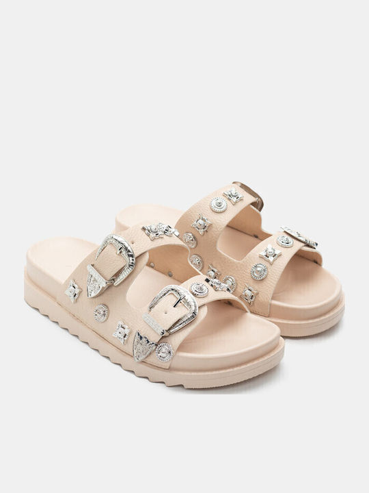 Women's Flat Sandals Flatforms in Beige Color
