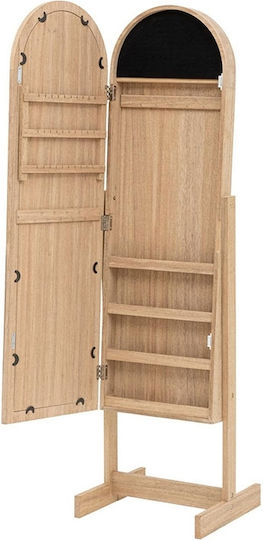 Atmosphera Gewölbter Boden- oder Standspiegel mit Beigem Holzrahmen 145x42cm