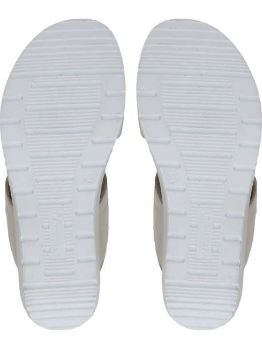 Leather Women's Flat Sandals Anatomic in Beige Color