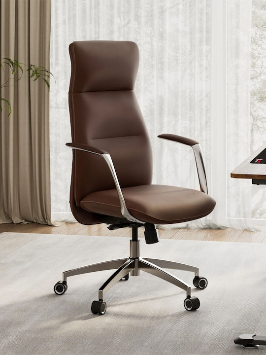 Reclining Office Chair with Fixed Arms Brown Eureka Ergonomic