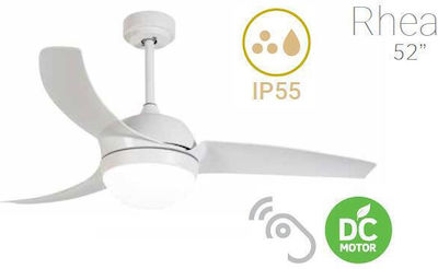 Fos me Deckenventilator 132.08cm mit Licht und Fernbedienung Weiß