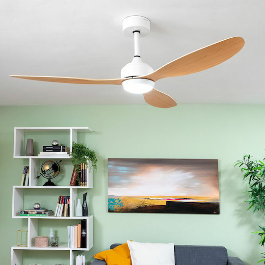 InnovaGoods Ceiling Fan 132cm with Light and Remote Control Brown