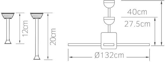 Lineme Meino Ventilator De Tavan 132cm Bej / Alb