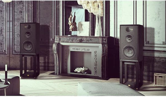 Linton Stand Set S019.31737 Paar Hi-Fi Lautsprecher Boden 200W 3 Anzahl von Fahrern B30xT36xH56.5cm. Schwarz