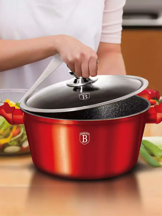 Berlinger Haus Metallic Line Deep Pot made of Aluminum 2.2lt / 20cm Burgundy