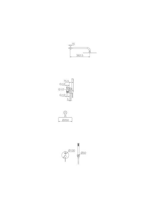 Imex Milos Built-in Mixer & Shower Head Set for Shower 2 Exits White