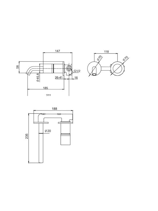 Karag Joan Built-in Faucet Mixer for for Bathroom Sink White
