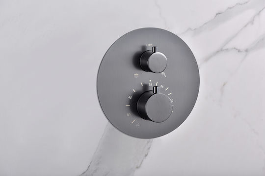 Imex Built-in Mixer, Hand Shower & Shower Head Set for Shower 2 Exits Black