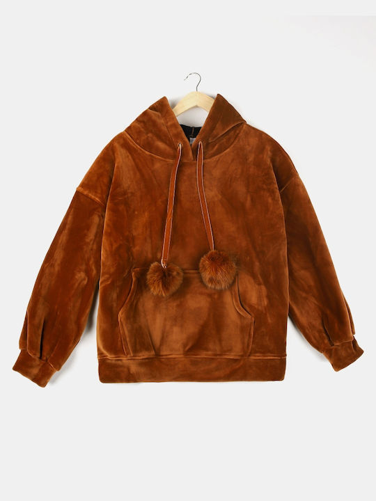 Velvet Pom Pom Cinnamon Sweatshirt