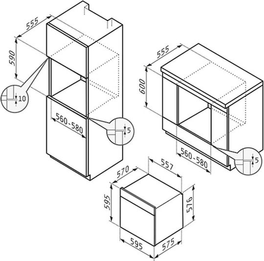 Pyramis PO78010008SIX Einbauofen 78Es B59.5cm.