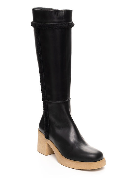 JANET & JANET LEATHER BOOTS WITH COUCH - Black 04153A/NERO