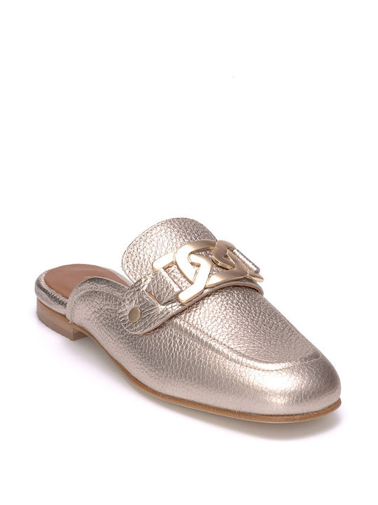 PHILIPPE LANG LEATHER FLAT MULES MARTINA - Platino 159MARTINA/LAM.PLATINO