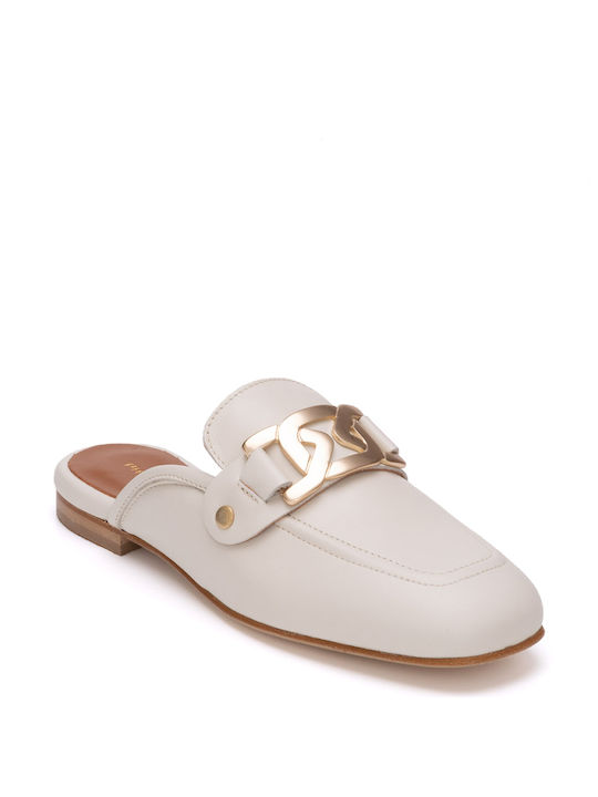 PHILIPPE LANG ΔΕΡΜΑΤΙΝΑ FLAT MULES MARTINA - Eκρού 159MARTINA/AVORIO